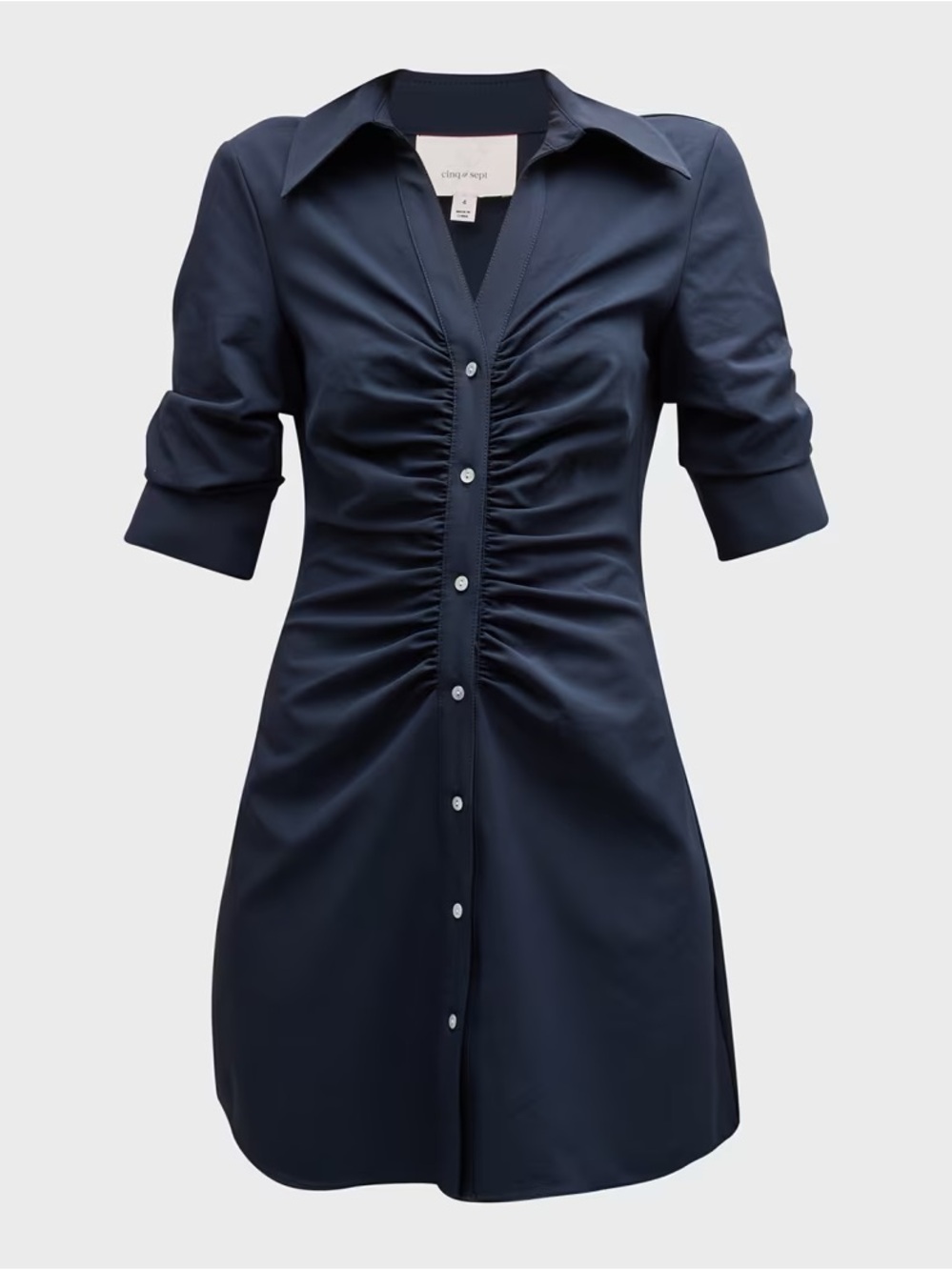 cinq a sept Elina Ruched Button-Front Mini Dress - Navy - 0